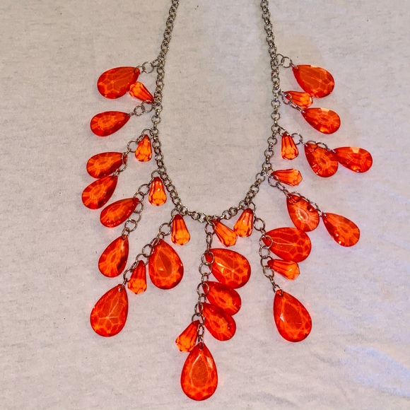 Red Orange Necklace + Earrings Set NWT - Picture 9 of 11